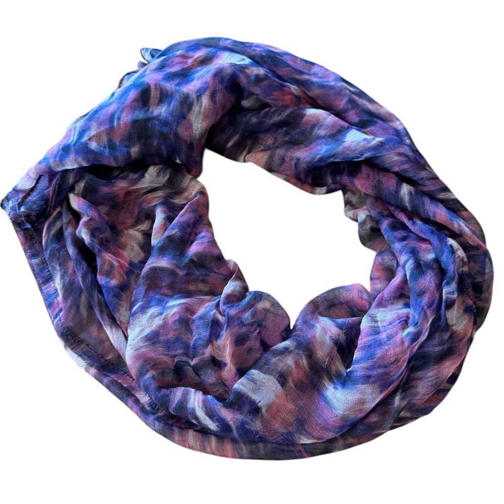 Lightweight Purple Blue Printed Infinity Scarf
